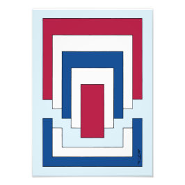 Rechthoek Abstract in rood, wit en blauw Foto Afdruk
