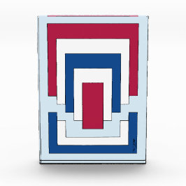 Rechthoek Abstract in rood, wit en blauw Fotoblokken