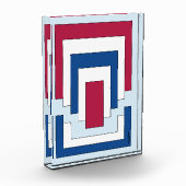 Rechthoek Abstract in rood, wit en blauw Fotoblokken (Links)