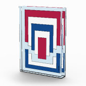 Rechthoek Abstract in rood, wit en blauw Fotoblokken (Rechts)