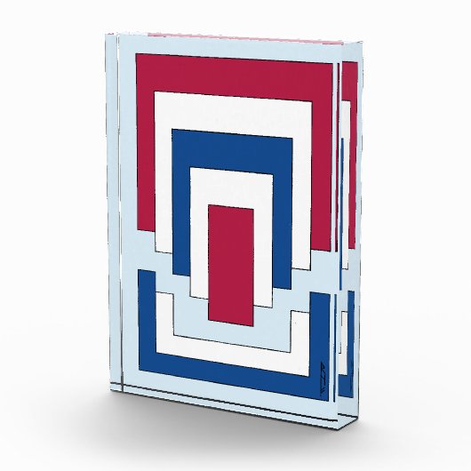 Rechthoek Abstract in rood, wit en blauw Fotoblokken (Rechts)