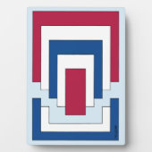 Rechthoek Abstract in rood, wit en blauw Fotoplaat (voorkant)