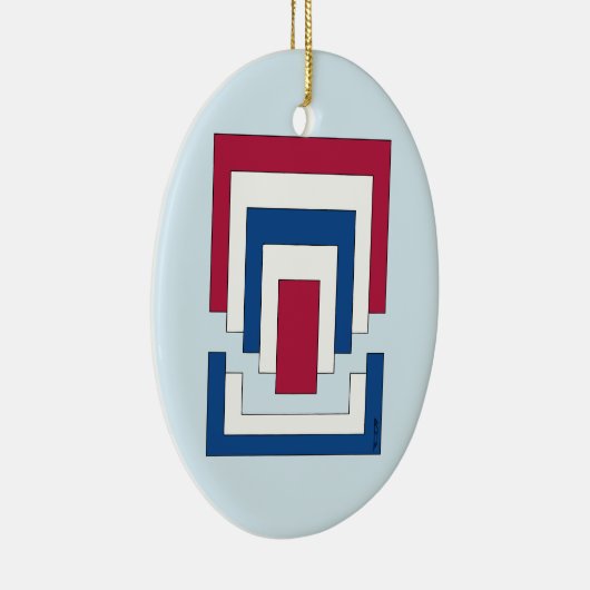 Rechthoek Abstract in rood, wit en blauw Keramisch Ornament (Rechts)