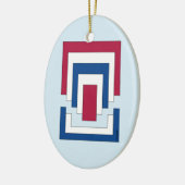 Rechthoek Abstract in rood, wit en blauw Keramisch Ornament (Links)