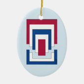 Rechthoek Abstract in rood, wit en blauw Keramisch Ornament (Voorkant)