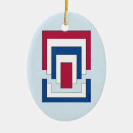 Rechthoek Abstract in rood, wit en blauw Keramisch Ornament