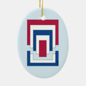 Rechthoek Abstract in rood, wit en blauw Keramisch Ornament (Achterkant)