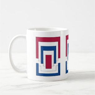 Rechthoek Abstract in rood, wit en blauw Koffiemok