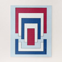 Rechthoek Abstract in rood, wit en blauw Legpuzzel