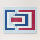 Rechthoek Abstract in rood, wit en blauw Legpuzzel (Horizontaal)