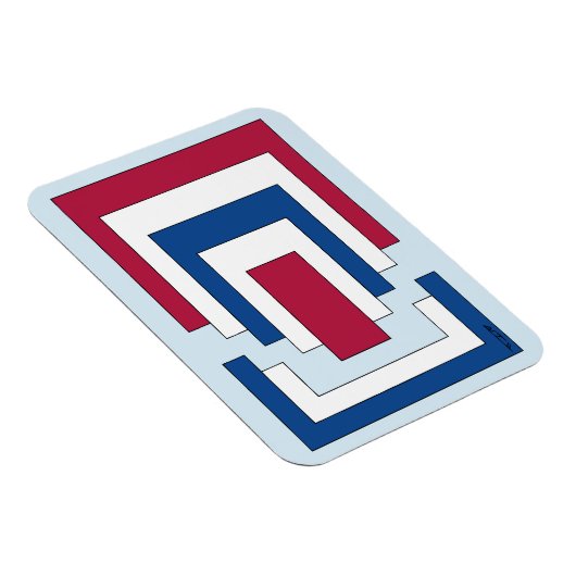 Rechthoek Abstract in rood, wit en blauw Magneet (Rechterzijde)