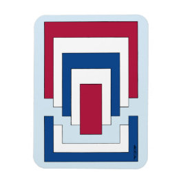 Rechthoek Abstract in rood, wit en blauw Magneet