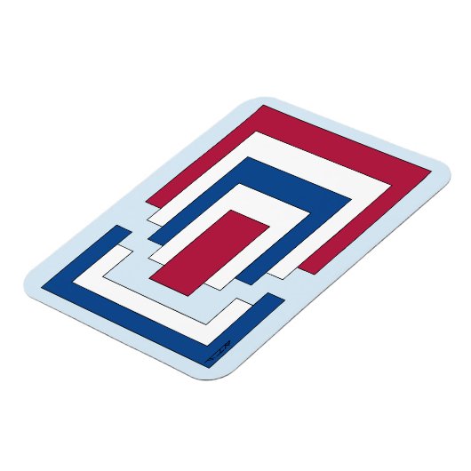 Rechthoek Abstract in rood, wit en blauw Magneet (Linkerzijde)