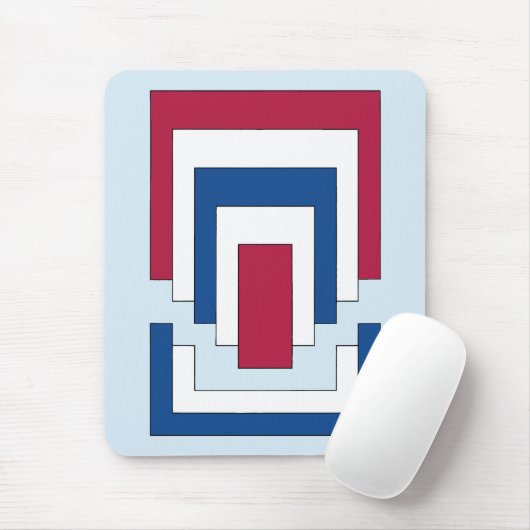 Rechthoek Abstract in rood, wit en blauw Muismat (Met muis)