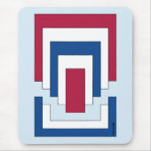 Rechthoek Abstract in rood, wit en blauw Muismat (Voorkant)