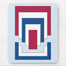 Rechthoek Abstract in rood, wit en blauw Muismat