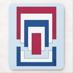 Rechthoek Abstract in rood, wit en blauw Muismat