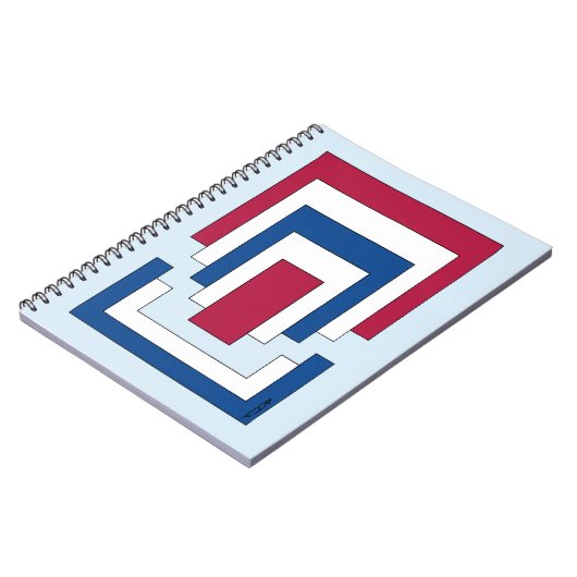 Rechthoek Abstract in rood, wit en blauw Notitieboek (Linkerzijde)