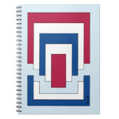 Rechthoek Abstract in rood, wit en blauw Notitieboek (Voorkant)