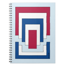 Rechthoek Abstract in rood, wit en blauw Notitieboek
