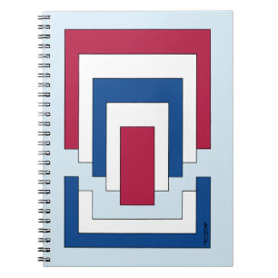 Rechthoek Abstract in rood, wit en blauw Notitieboek
