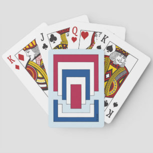 Rechthoek Abstract in rood, wit en blauw Pokerkaarten