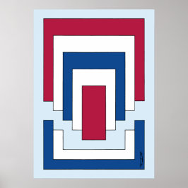 Rechthoek Abstract in rood, wit en blauw Poster