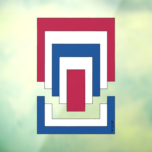 Rechthoek Abstract in rood, wit en blauw Raamsticker (Vel 3)