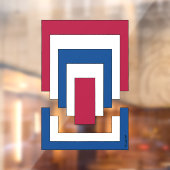 Rechthoek Abstract in rood, wit en blauw Raamsticker (Vel 2)