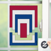 Rechthoek Abstract in rood, wit en blauw Raamsticker (Huis)