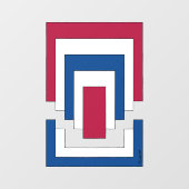 Rechthoek Abstract in rood, wit en blauw Raamsticker (Vel)