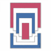 Rechthoek Abstract in rood, wit en blauw Sticker (Voorkant)