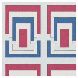 Rechthoek Abstract in rood, wit en blauw Stof