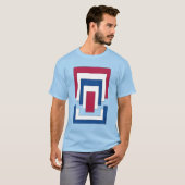 Rechthoek Abstract in rood, wit en blauw T-shirt (Voorkant volledig)
