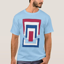 Rechthoek Abstract in rood, wit en blauw T-shirt