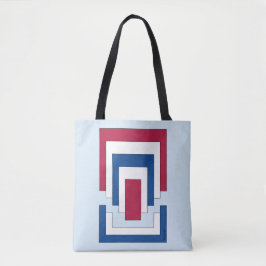 Rechthoek Abstract in rood, wit en blauw Tote Bag