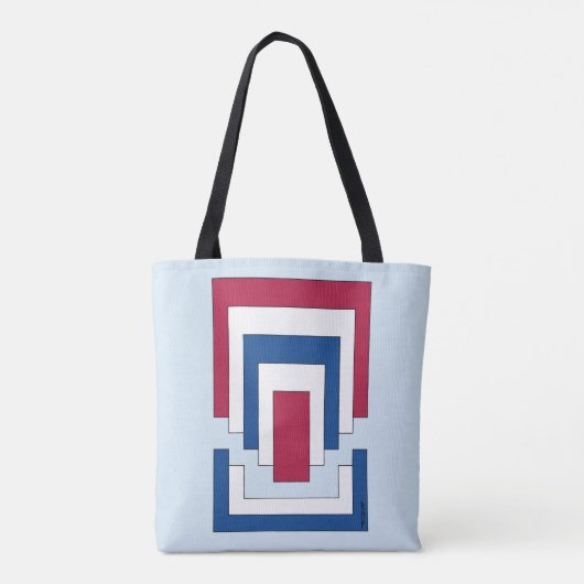 Rechthoek Abstract in rood, wit en blauw Tote Bag (Achterkant)