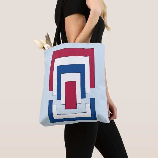 Rechthoek Abstract in rood, wit en blauw Tote Bag (Dichtbij)