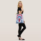 Rechthoek Abstract in rood, wit en blauw Tote Bag (Op model)