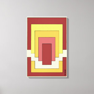 Rechthoek Abstract Kleurrijk (70s Stijl) Canvas Afdruk