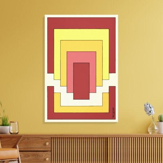 Rechthoek Abstract veelkleurig (jaren '70 stijl) Canvas Afdruk (Insitu (Woonkamer))