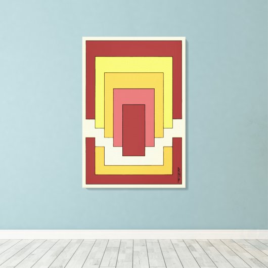 Rechthoek Abstract veelkleurig (jaren '70 stijl) Canvas Afdruk (Insitu (Houten vloer))