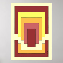 Rechthoek Abstract veelkleurig (jaren '70 stijl) Poster