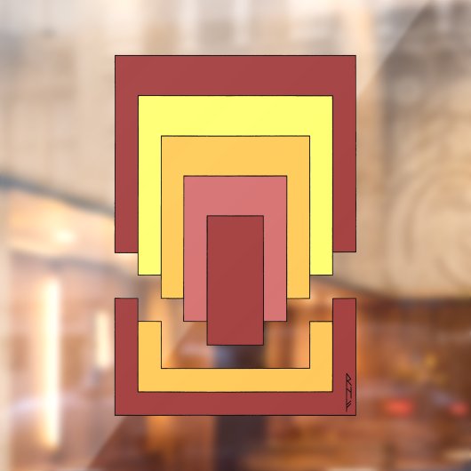 Rechthoek Abstract veelkleurig (jaren '70 stijl) Raamsticker (Vel 2)