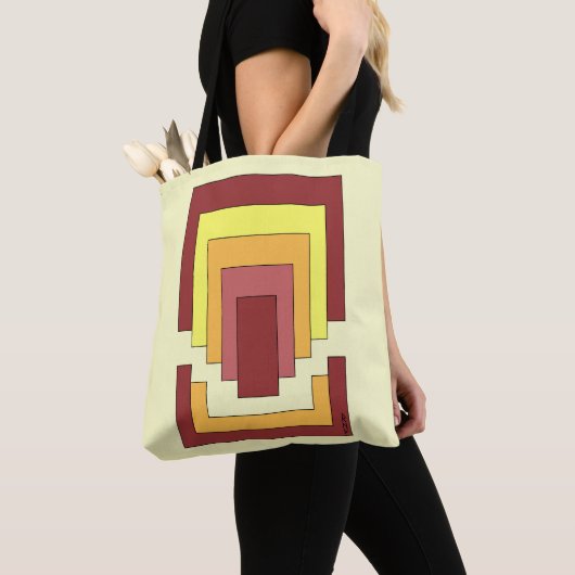 Rechthoek Abstract veelkleurig (jaren '70 stijl) Tote Bag (Dichtbij)