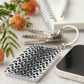 Rechthoek Acryl Zwart & Wit Abstracte Sleutelhange Sleutelhanger (Voorkant Rechts)