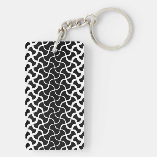 Rechthoek Acryl Zwart & Wit Abstracte Sleutelhange Sleutelhanger (achterkant)