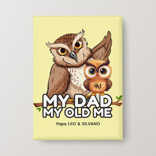 Rechthoek Button: Mijn vader Mijn oude ik (geel) Button (Voorkant)