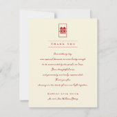 Rechthoek dubbel geluk Foto Chinees bruiloft T Bedankkaart (Voorkant)