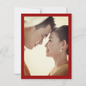 Rechthoek dubbel geluk Foto Chinees bruiloft T Bedankkaart (Achterkant)